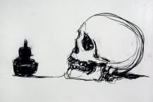 Vicky Marshall (b. 1952, Sheffield, England) Skull With Ink, circa 2013 charcoal on paper, 30 x 22 in.