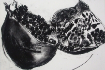 Vicky Marshall (b. 1952, Sheffield, England) Pomegranate, 2013 charcoal on paper, 30 x 22 in.
