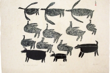 Parr (1893 - 1969, Cape Dorset) Birds and Animals, 1964 stonecut, 24 x 36 in. (paper)