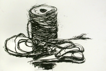 Twine & Scissors II, 2012, charcoal on paper, 22 x 30 in.