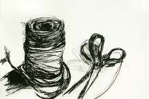 Twine & Scissors, 2012, charcoal on paper, 22 x 30 in.