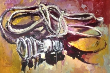 Bulb & Wire, 2014, oil on canvas, 54 x 66 in.