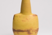14. untitled (yellow glaze with lines), stoneware, thrown & assembled, 2016, 10.75 x 6.25 x 4 in.
