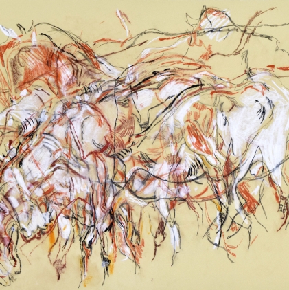17. Goats, 1989, pastel & Conté on paper, 22.25 x 30 in.