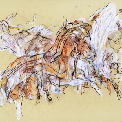 18. Goats, 1989, pastel & Conté on paper, 22.25 x 30 in.